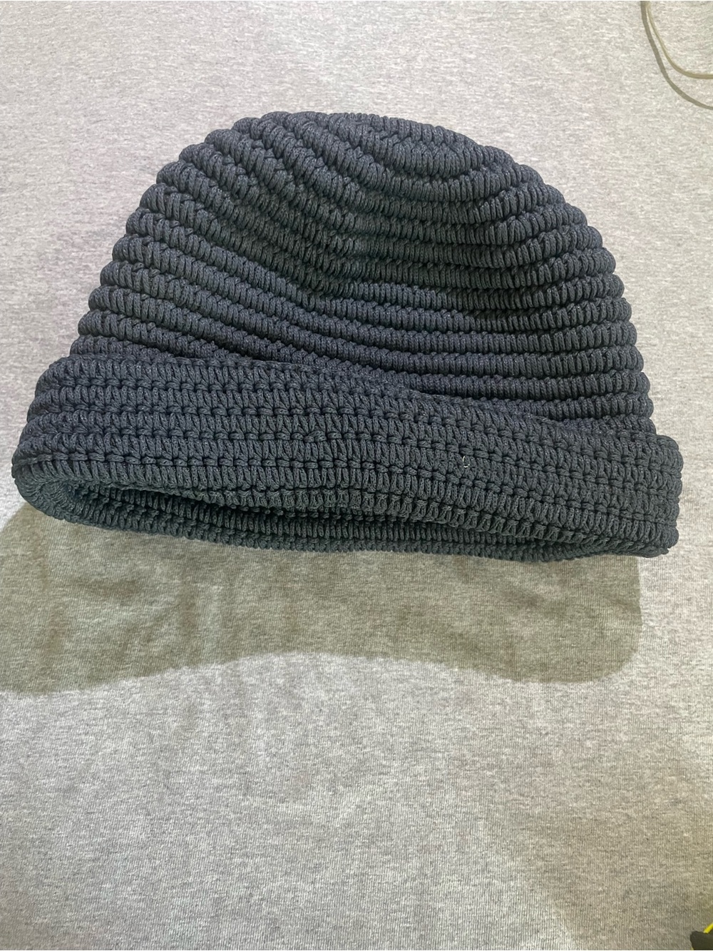 Ribbed Knit Black Men's Beanie Hat